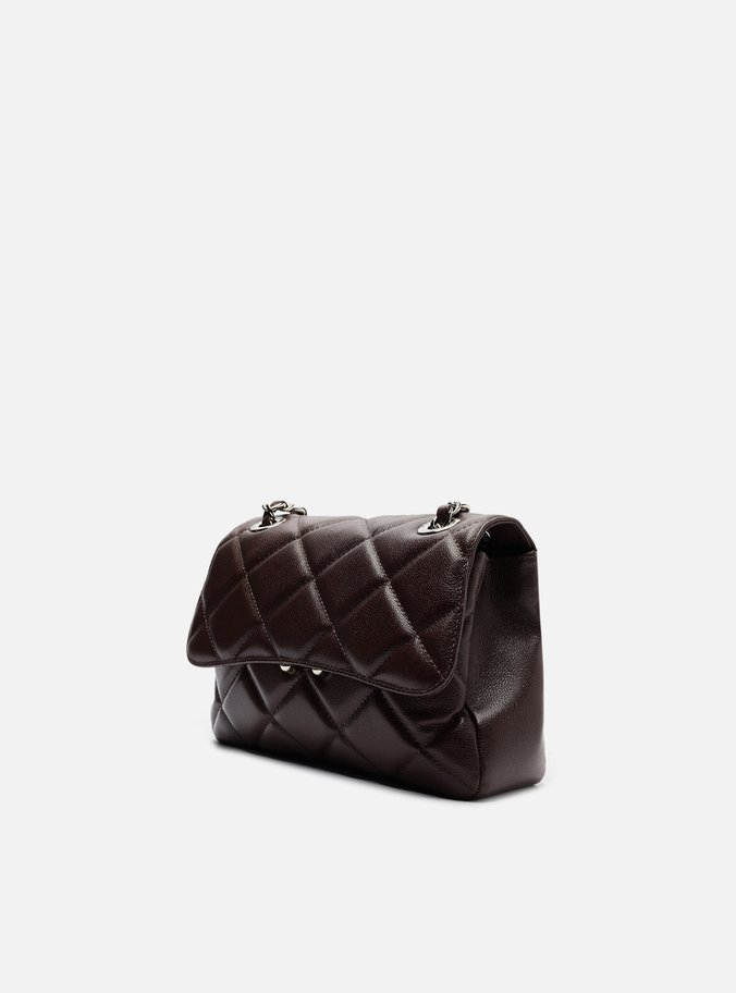 Bolsa Tiracolo Marrom Escura Couro Mizz Média