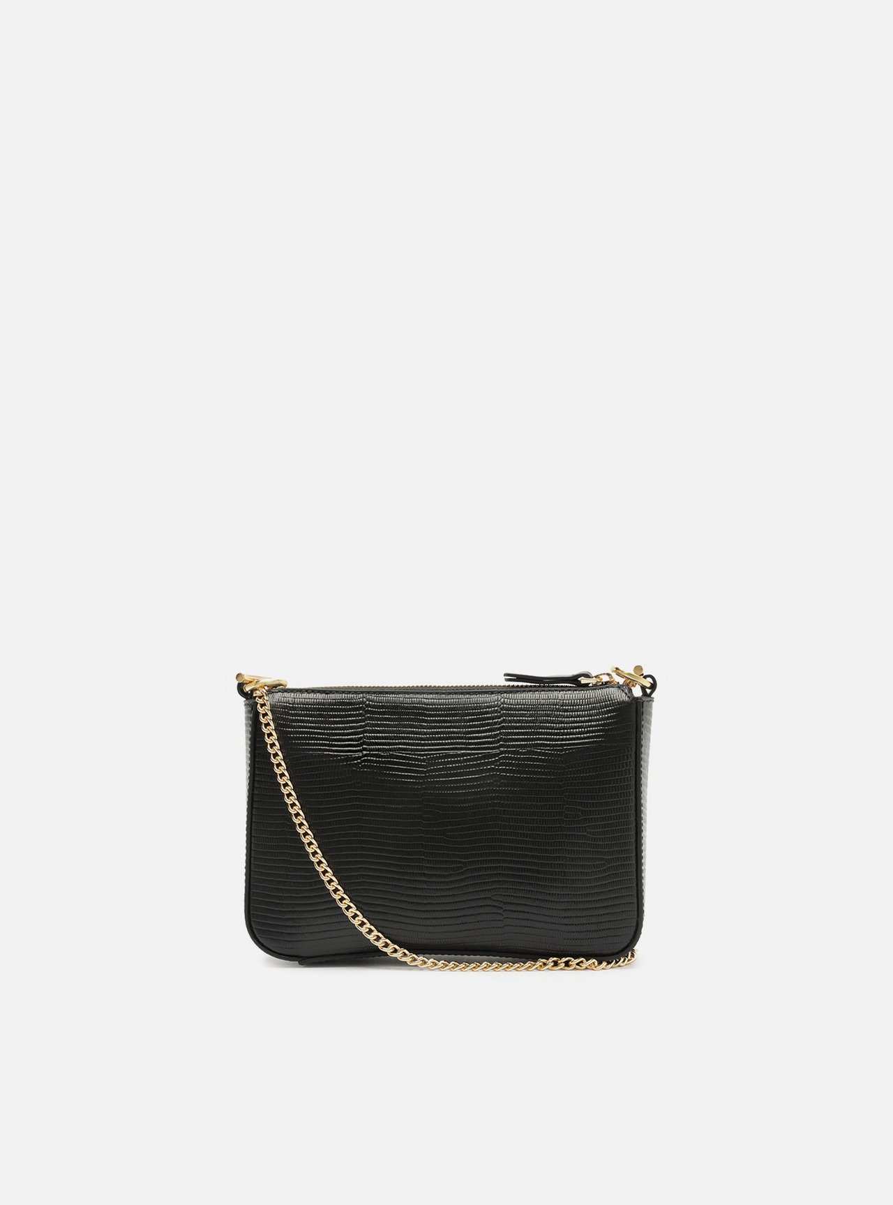 Bolsa Tiracolo Preta Couro Pequena Corrente — foto 3