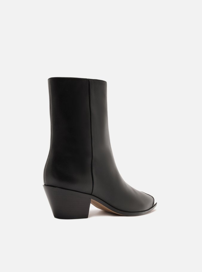 Bota Preta Couro Cano Curto West Cap Toe Metal