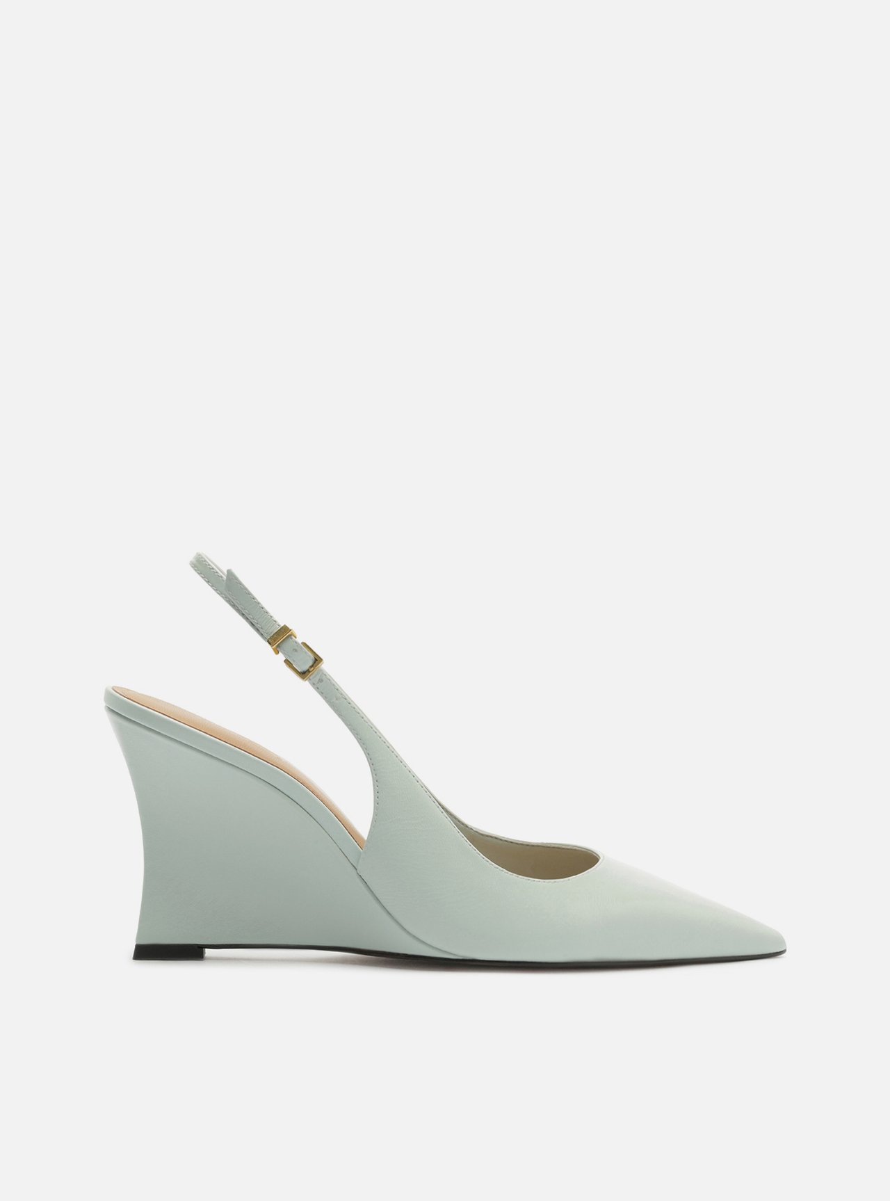 Scarpin Azul Couro Anabela Slingback — foto 1