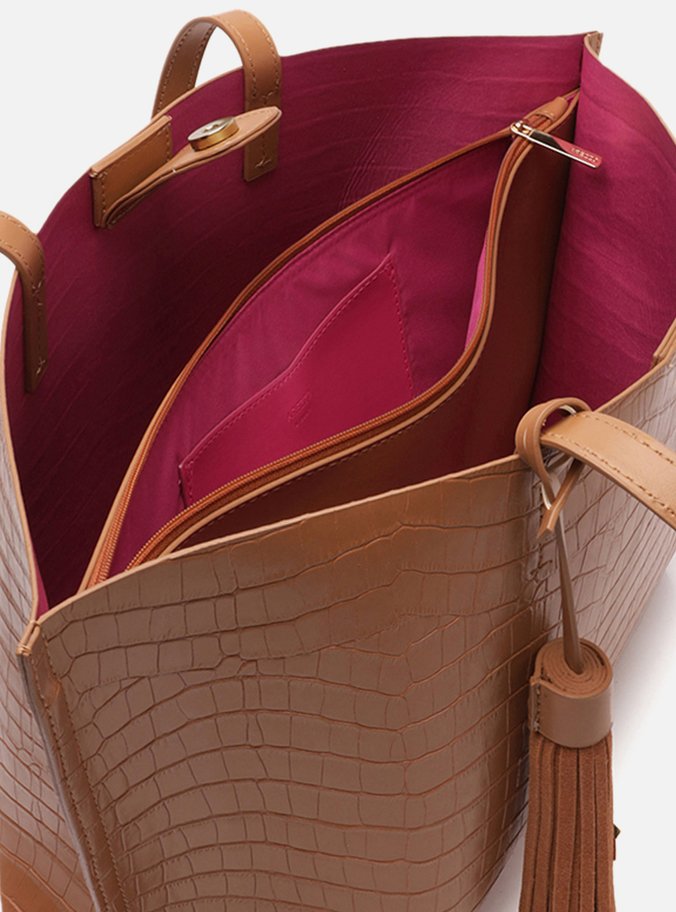 Bolsa Shopping Marrom Croco Grande Barbicacho