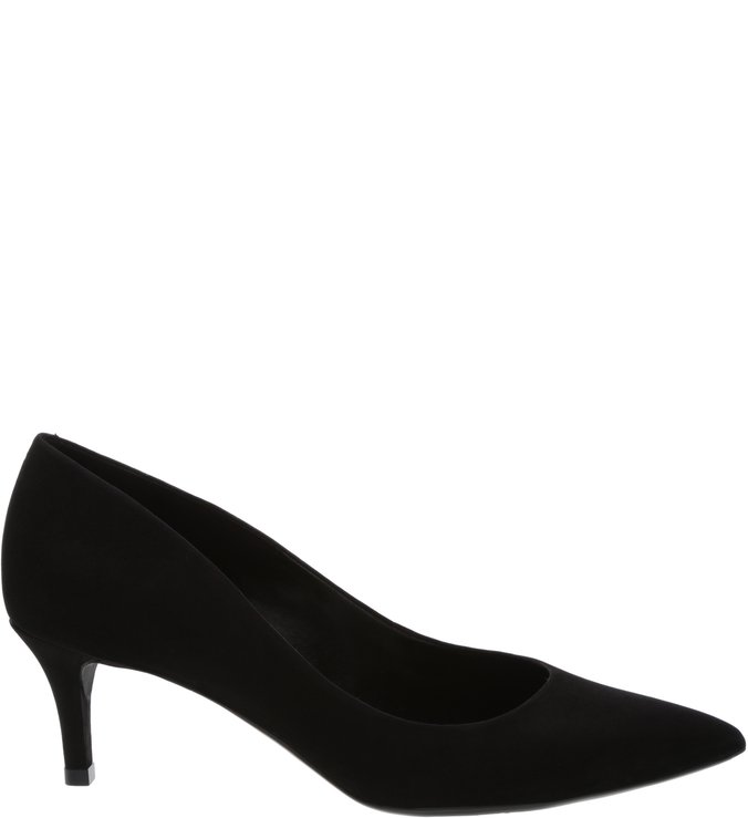 Scarpin Preto Nobuck Salto Fino Baixo