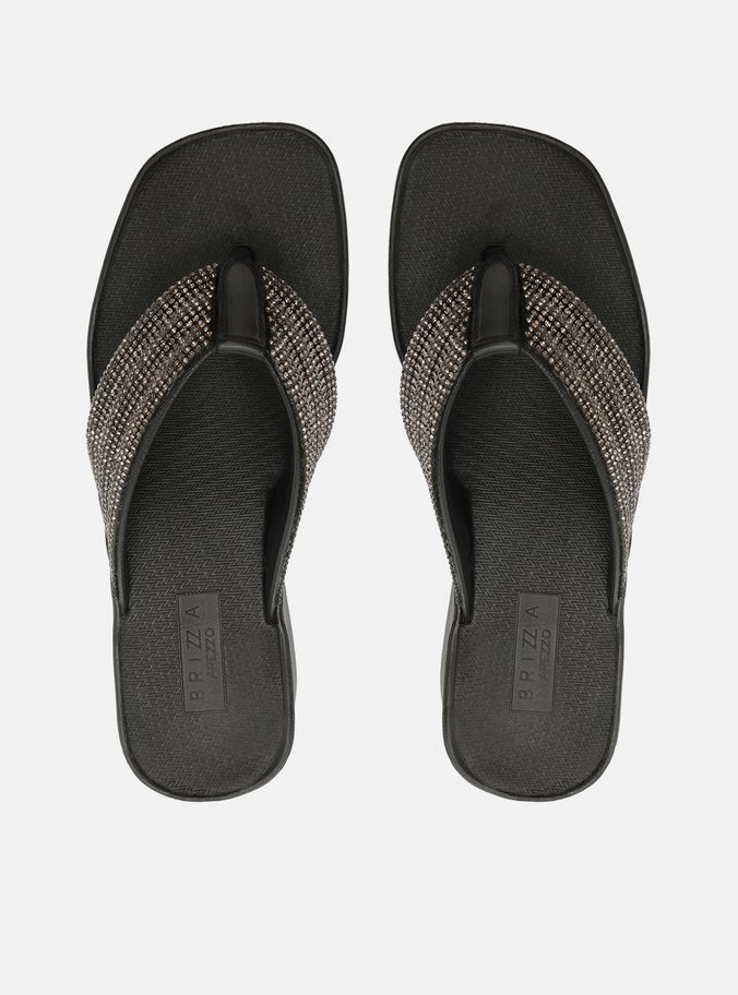 Tamanco Preta Flatform Lulu Strass