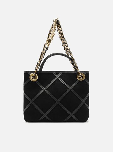 Bolsa Tiracolo Preta Camurcina Pequena Metal