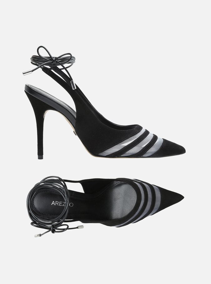 Scarpin Preto Salto Fino Amarração