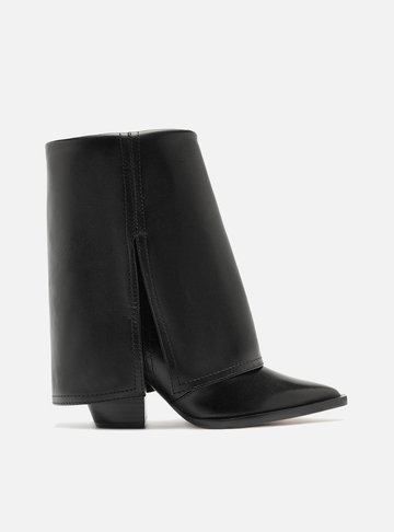 Bota Preta Couro Cano Médio Capa Georgia