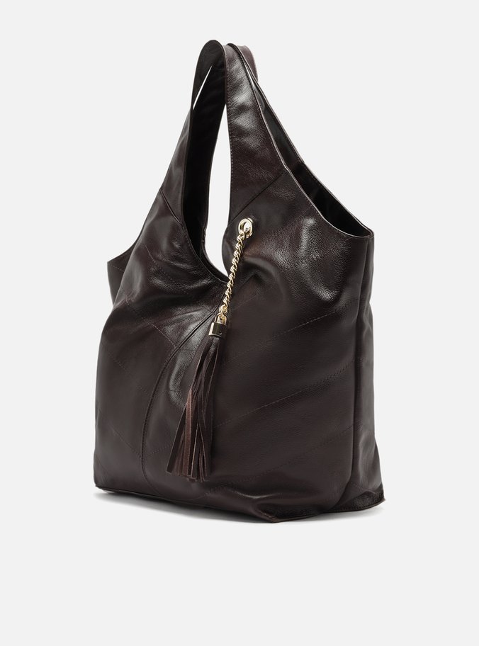 Bolsa Hobo Marrom Couro Ísis Grande
