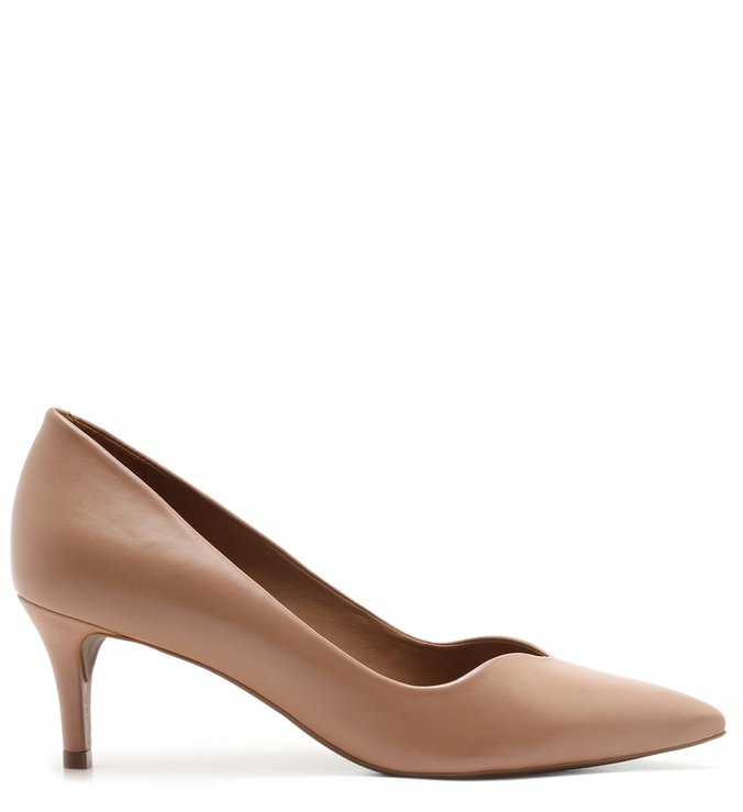 Scarpin Couro Salto Baixo Bico Fino Neo Blush