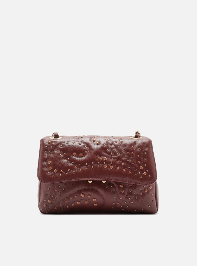 Bolsa Tiracolo Vermelha Couro Mizz Média Tachas