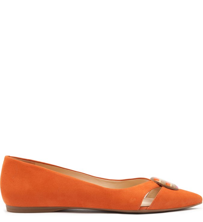 Sapatilha Nobuck Bico Redondo Resina Mandarine