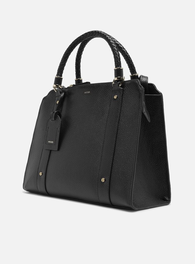 Bolsa Tote Couro Preta Piazza Grande