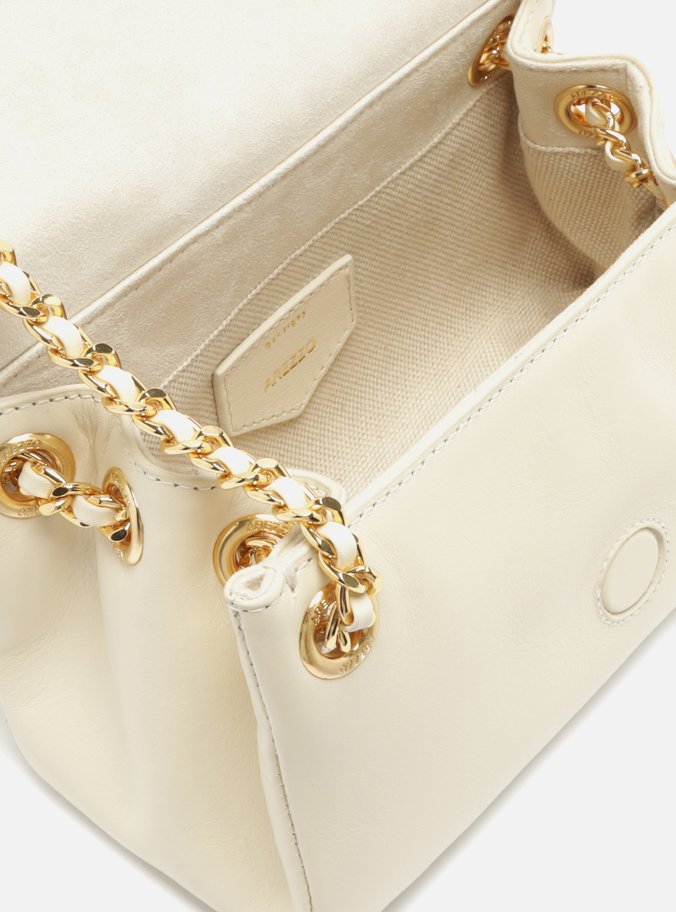 Bolsa Tiracolo Off-White Couro Snake Pequena