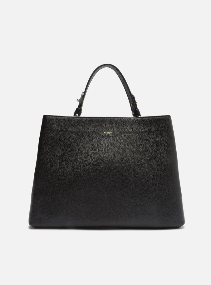 Bolsa Tote Preta Couro Grande Clássica