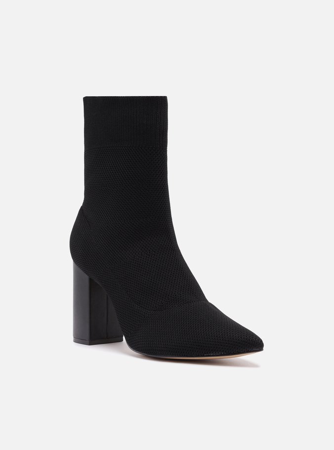 Skinny Boot Preta Knit Salto Bloco Helena
