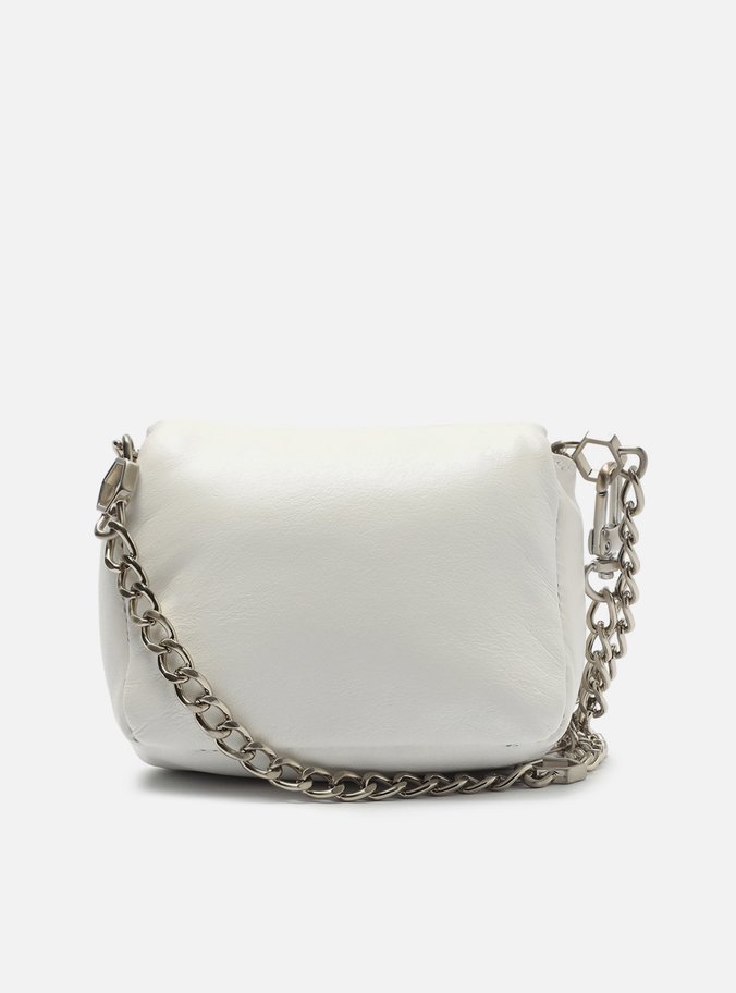 Mini Bag Branca Couro Flores