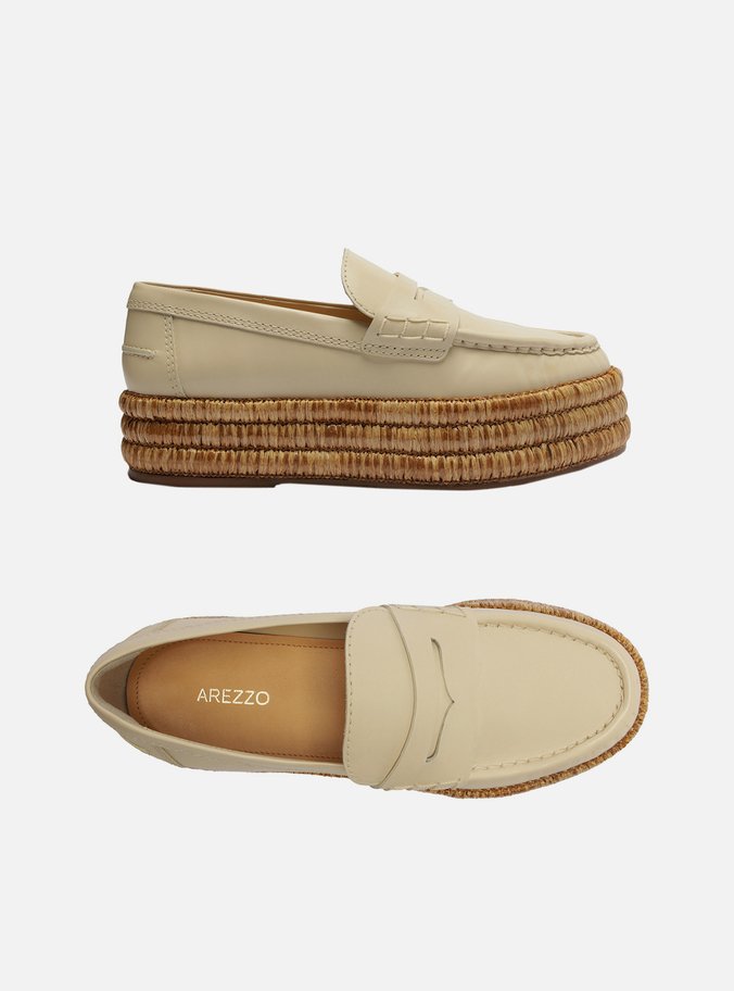 Mocassim Off-White Couro Flatform Corda