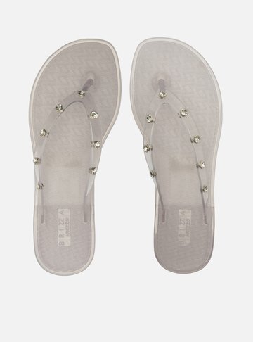 Arezzo — Chinelo Prata Jelly Glow Pedraria