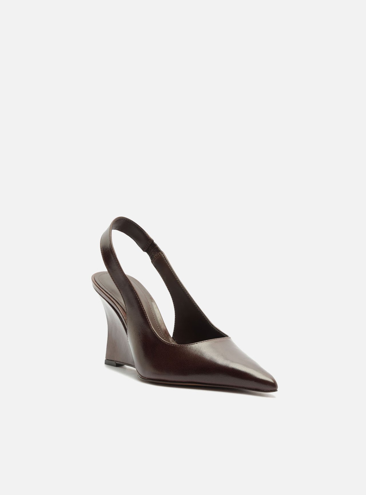 Scarpin Marrom Couro Anabela Slingback — foto 2
