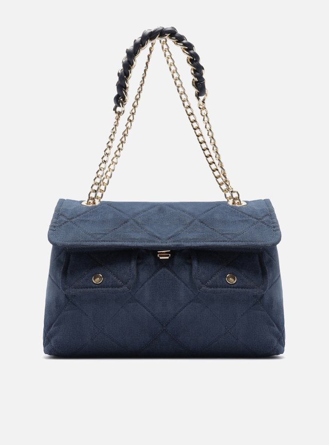 Shoulder Azul Jeans Matelassê Grande Bolsos