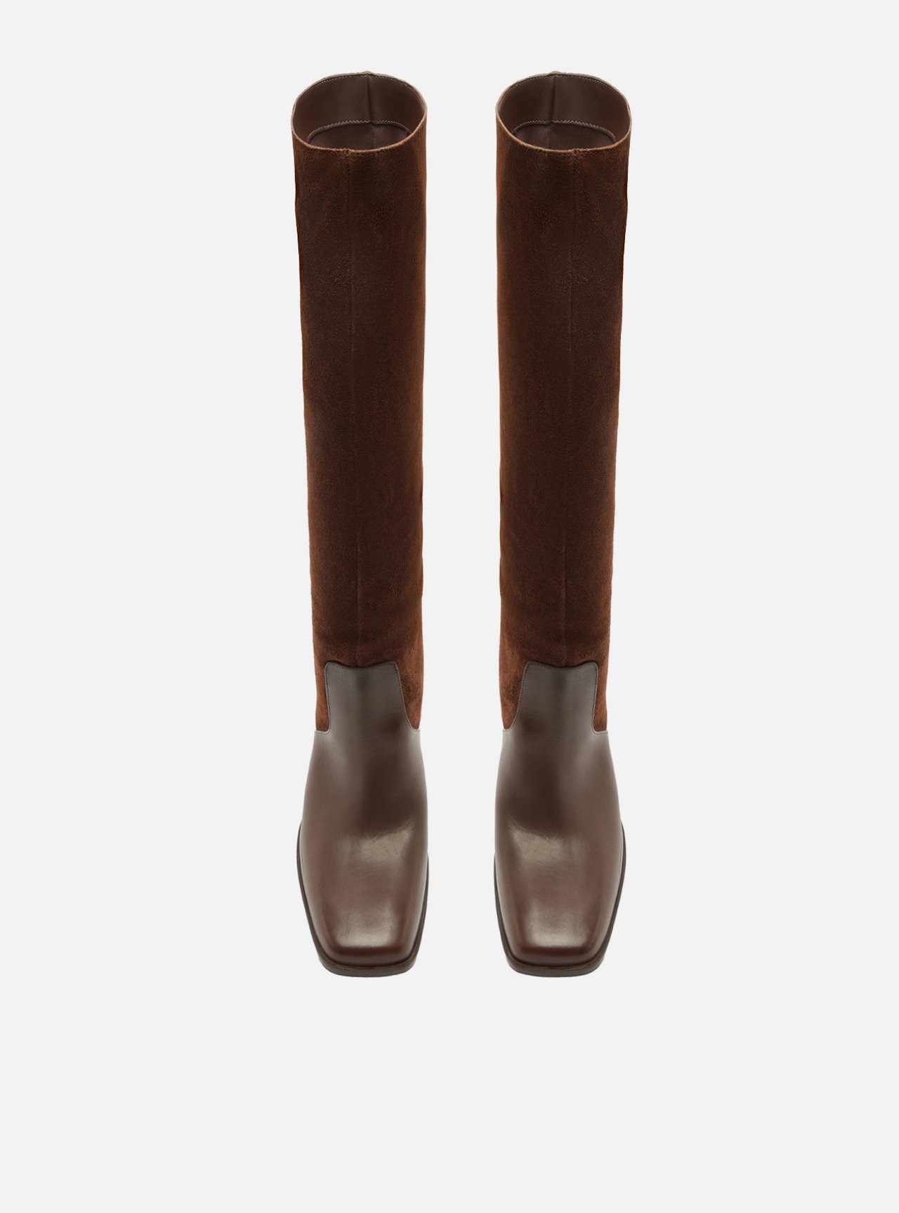 Bota Marrom Cano Longo Salto Bloco Suede — foto 6