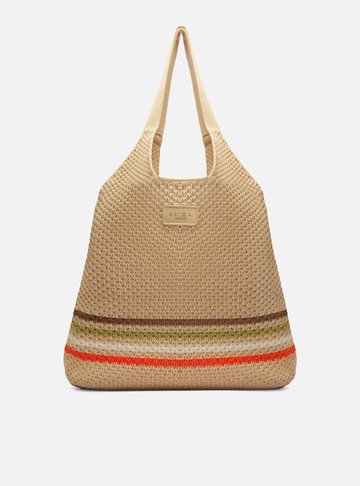 Bolsa Shopping Bege Crochê Gaia Grande Listrada