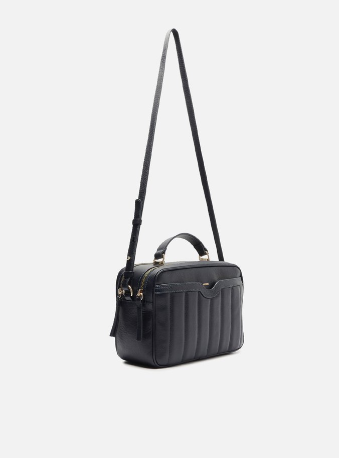 Bolsa Tiracolo Azul Couro Francine Média