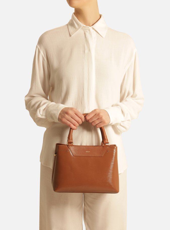 Bolsa Tote Marrom Couro Textura Média