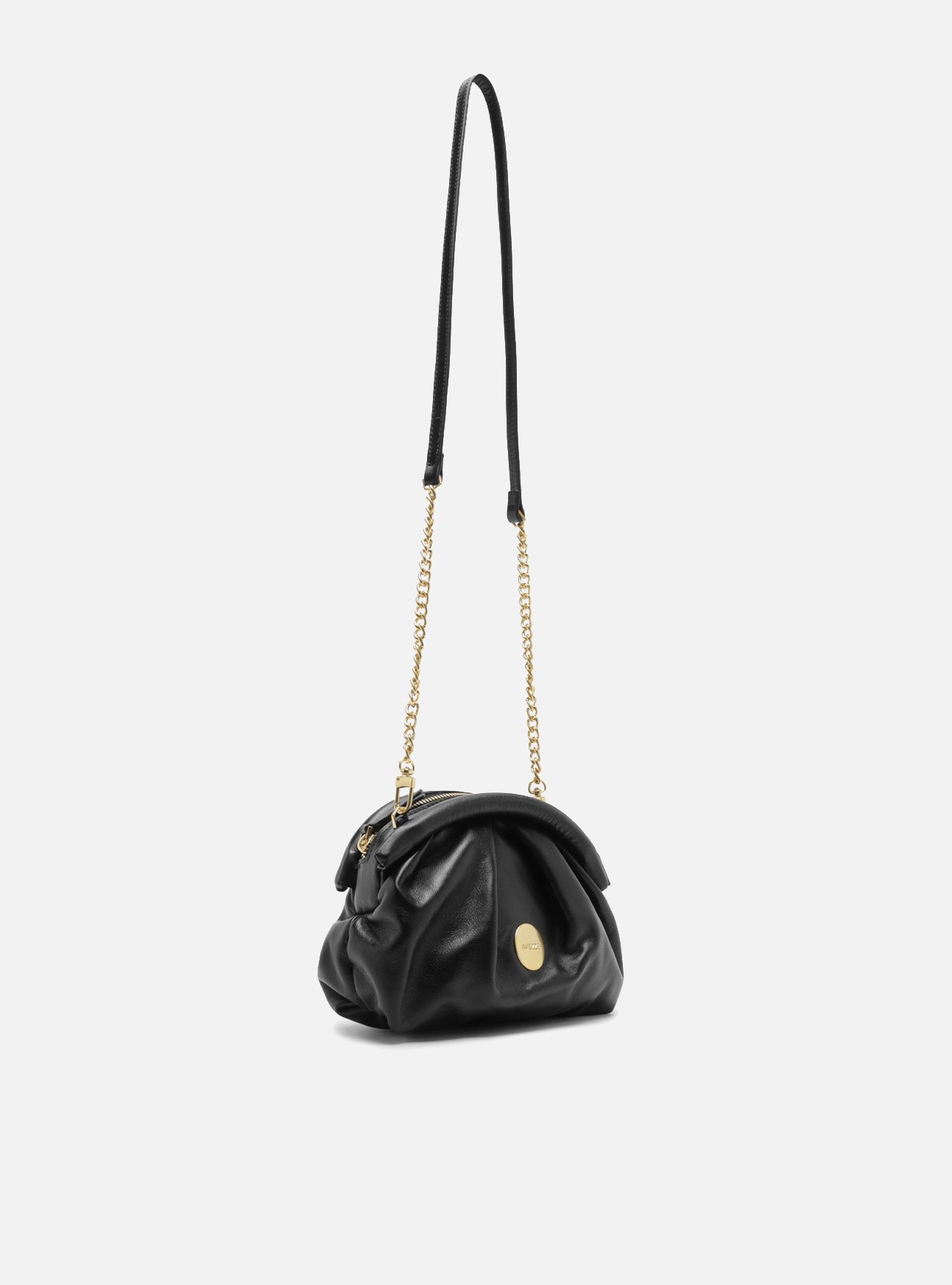 Bolsa Tiracolo Preta Couro Pequena — foto 5