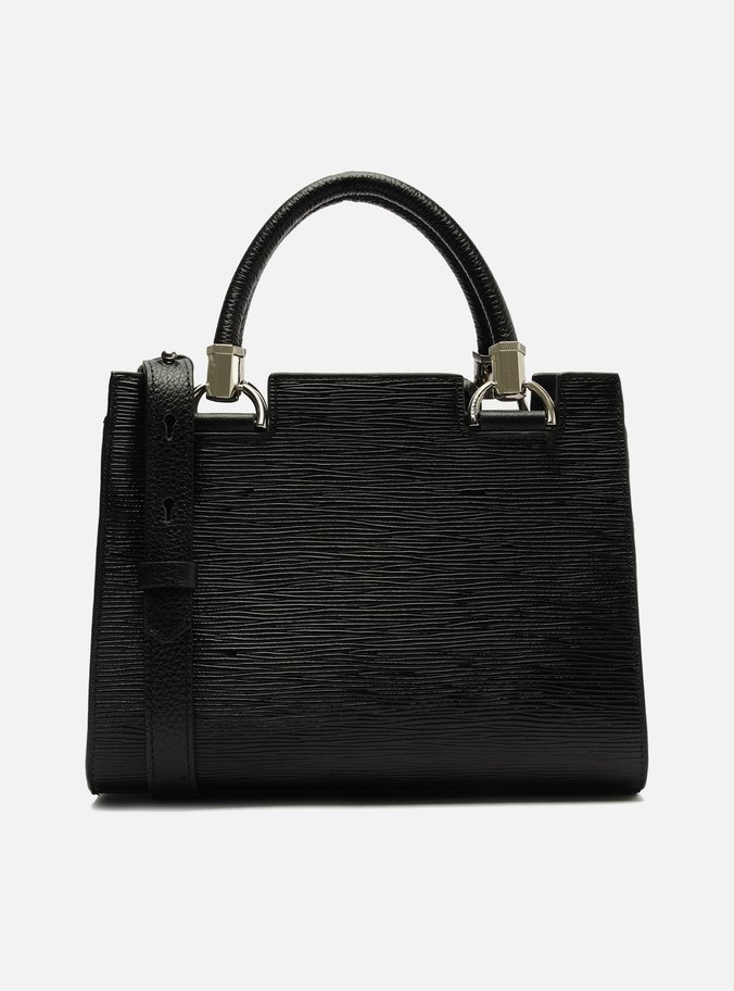 Bolsa Tote Preta Couro Abraccio Média