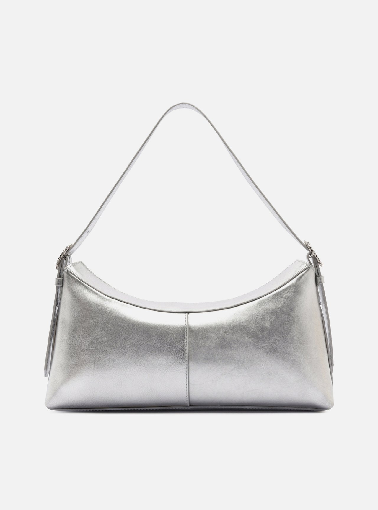 Bolsa Shoulder Prata Couro Grande Básica — foto 3