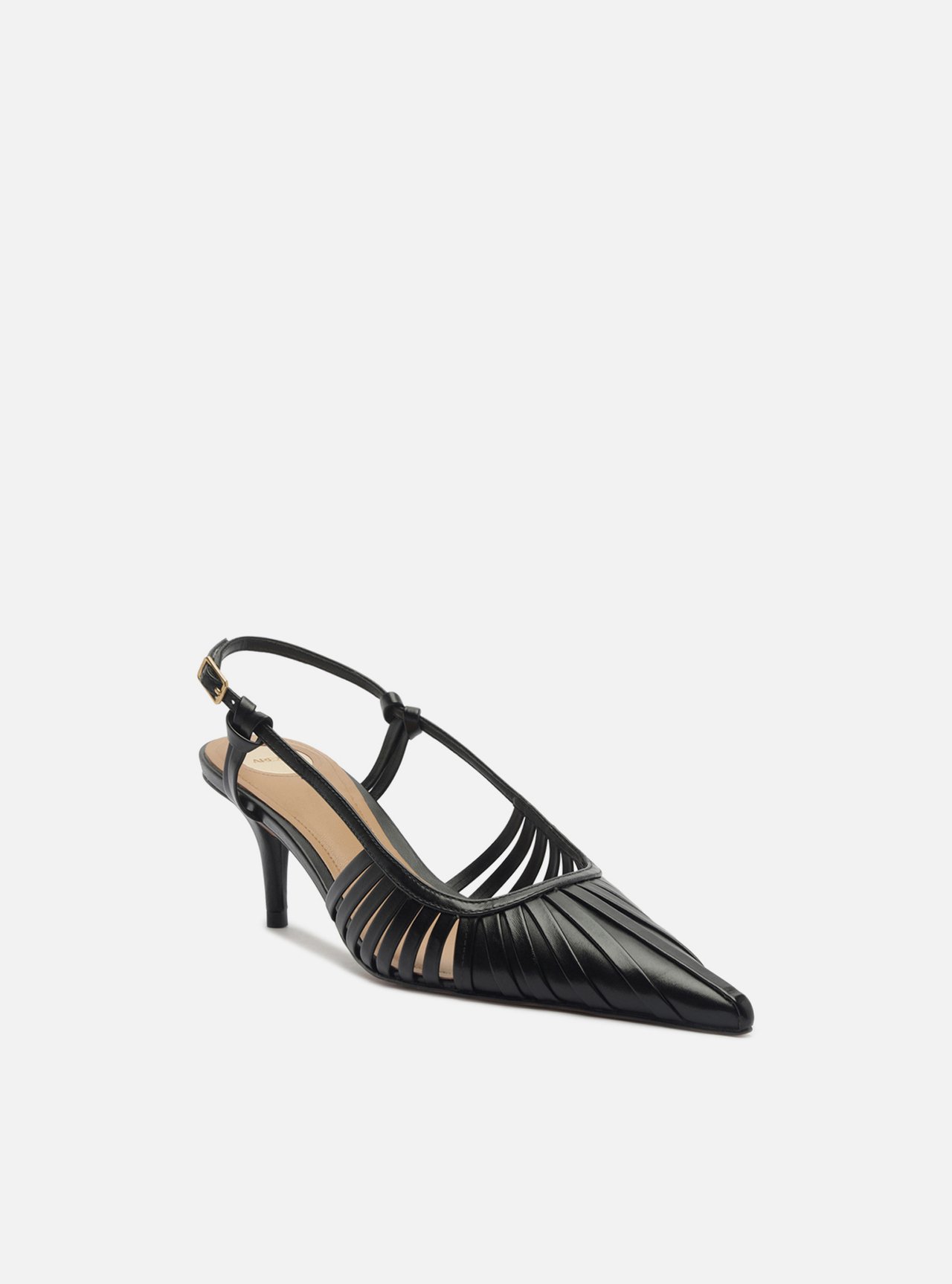 Scarpin Preto Salto Fino Fivela Slingback — foto 2