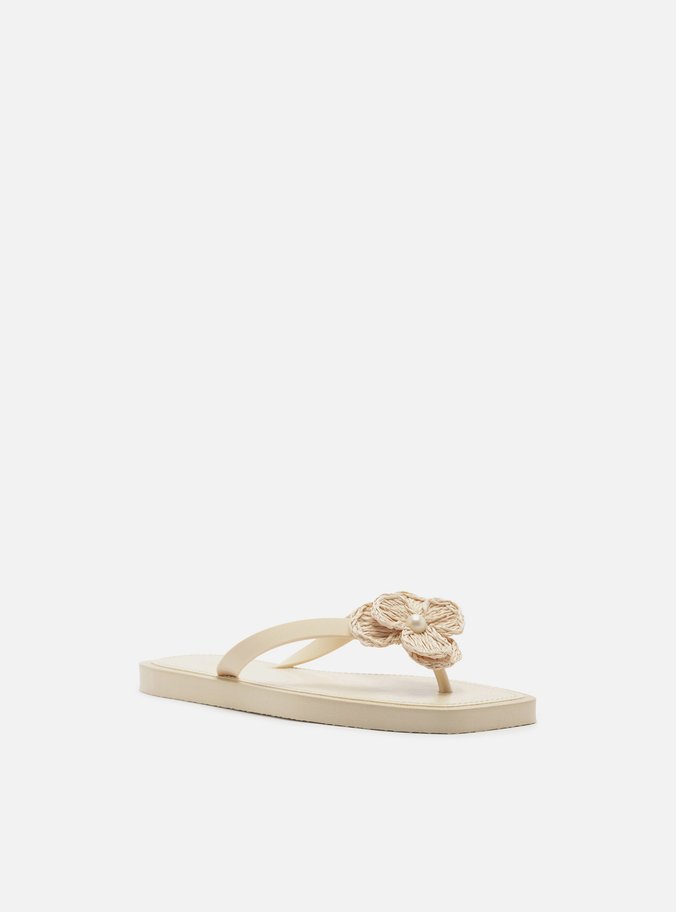 Chinelo de Dedo Off-White Flor Brizza