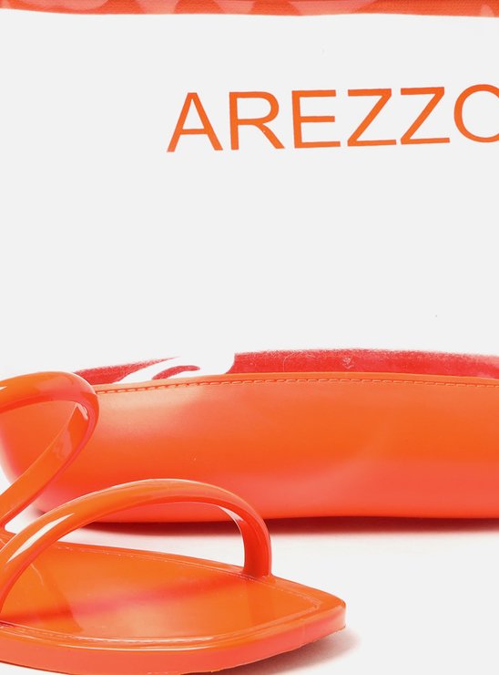 Kit Rasteira Laranja Brilho e Bag Transparente Brizza