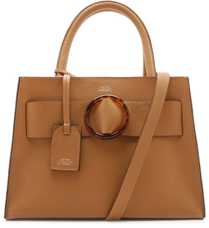 Bolsa Tiracolo Couro Allegra Pequena Fivela Tartaruga Nude