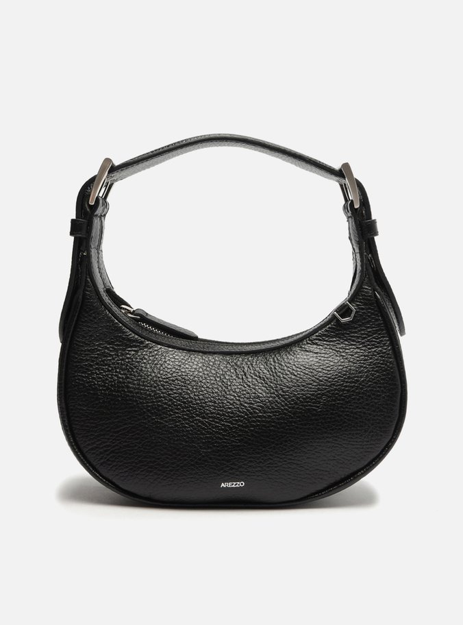 Bolsa Hobo Preta Couro Lu Média