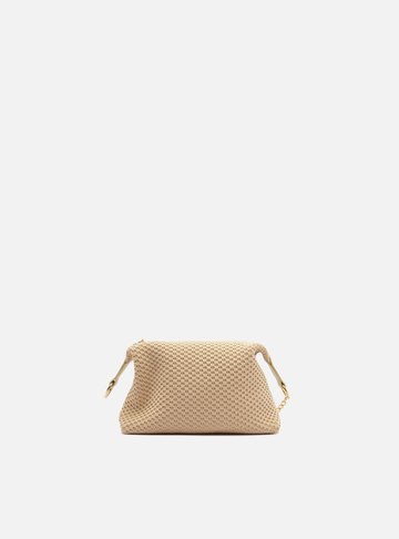 Arezzo — Bolsa Tiracolo Nude Knit Pequena Brizza