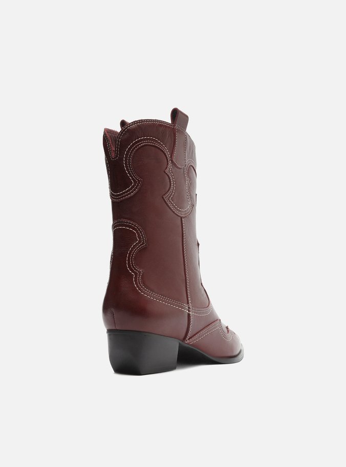 Bota Vermelha Couro Cano Curto Western Folk