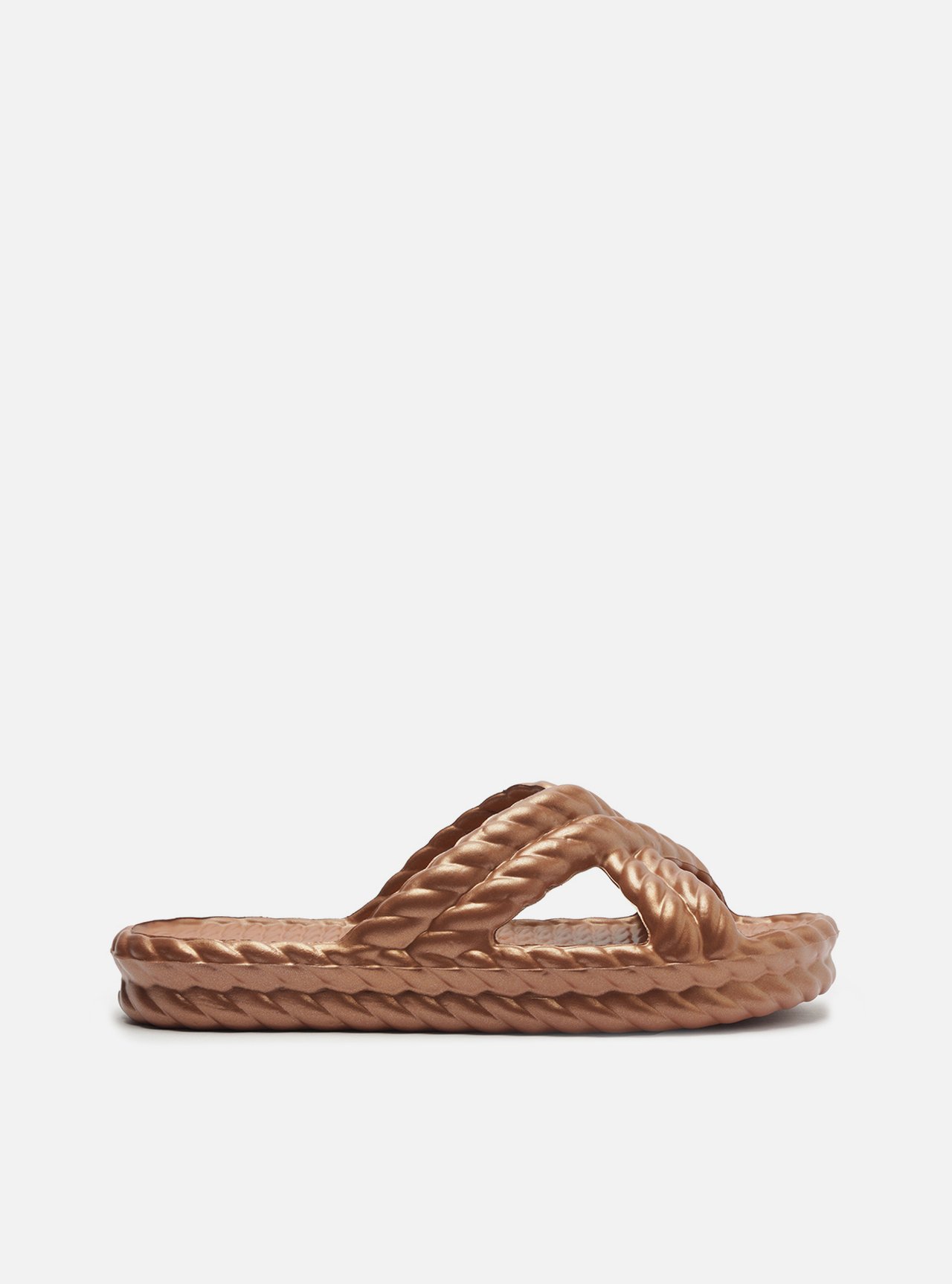 AREZZO Brizza*プラットフォーム*Cobre lizada Marrocos Sun Sandália Feminina Marrocos Sun Com Salto Médio Brizza Arezzo
