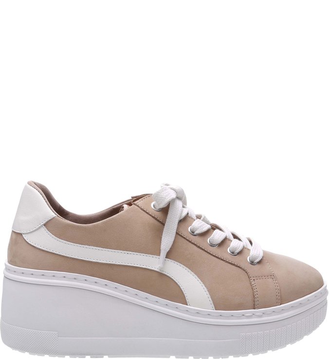 Tênis Nobuck Flatform Linha Taupé Beige