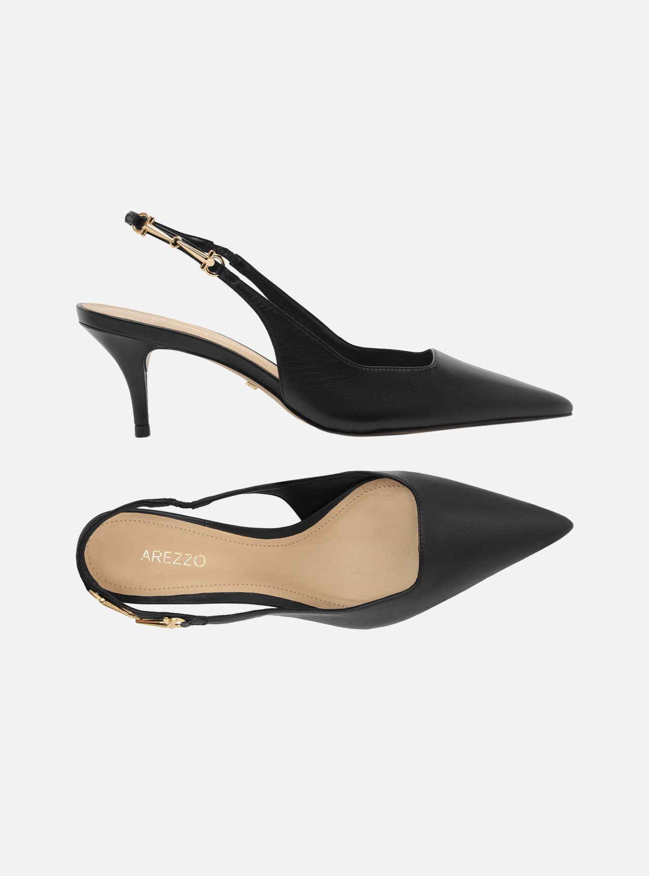 Scarpin Preto Couro Slingback Detalhe Metal — foto 5