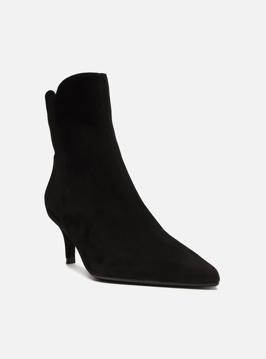 Bota Preta Nobuck Cano Curto Salto Médio Helena