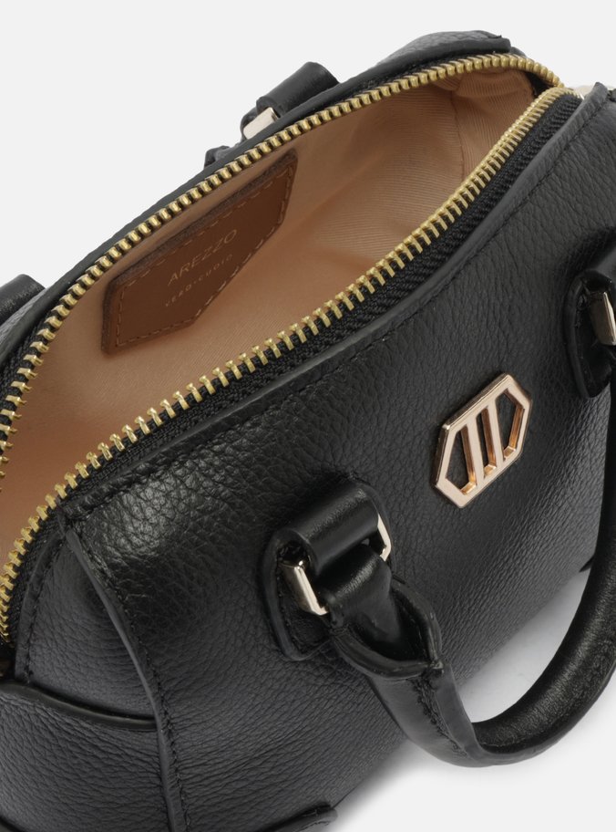Bolsa Tiracolo Preta Couro Pequena Estruturada