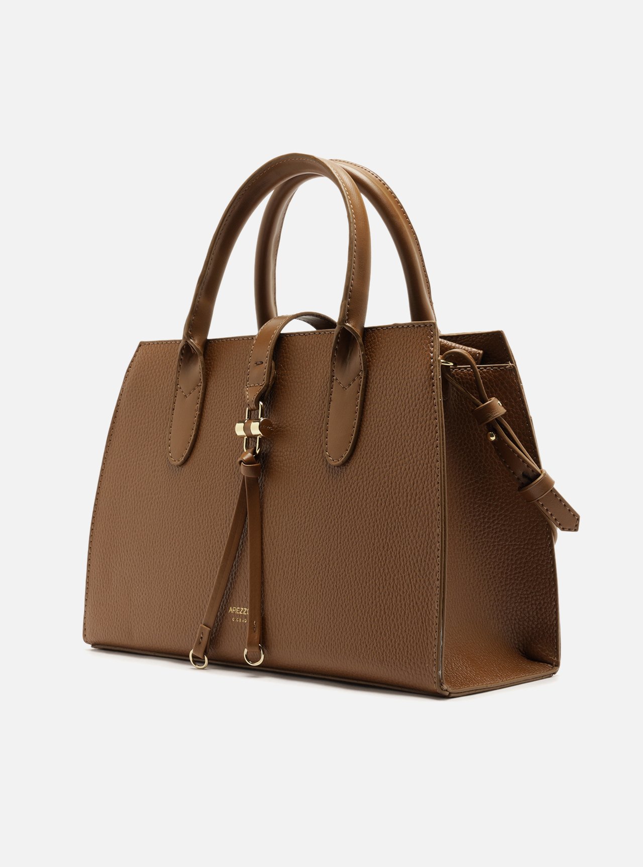 Bolsa Tote Marrom Grande Metal Tiras Frontais — foto 2
