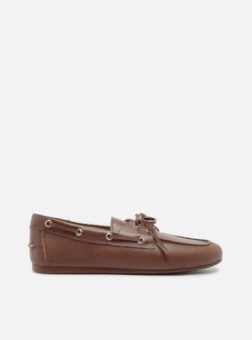 Mocassim Dockside Marrom Couro Amarração