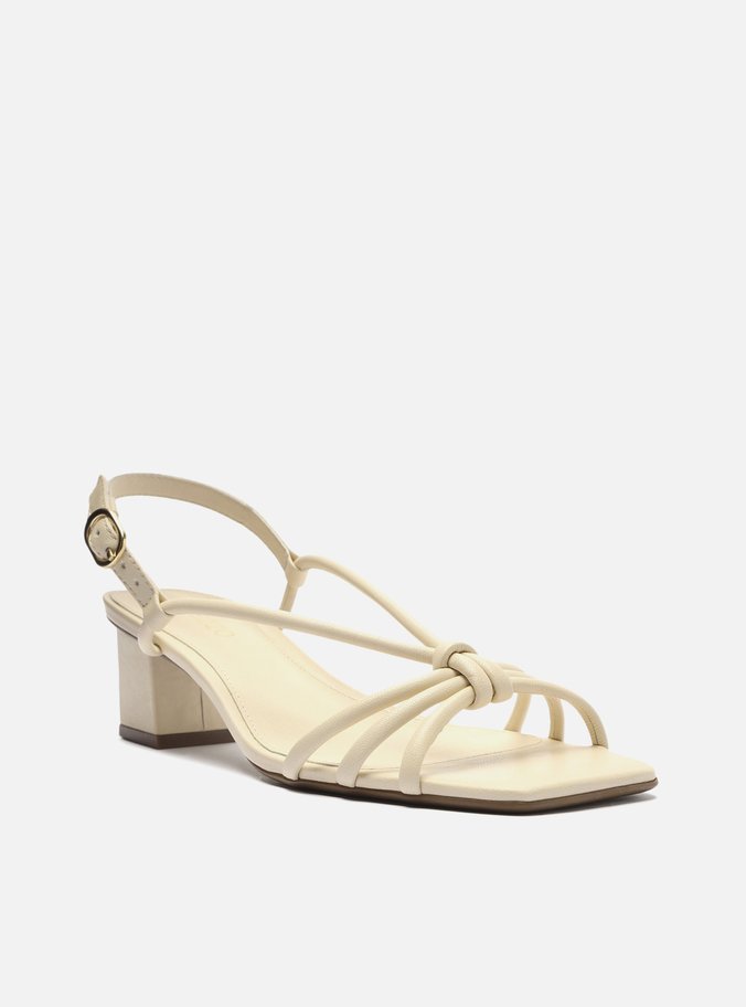 Sandália Off-White Bloco Bico Quadrado Tiras