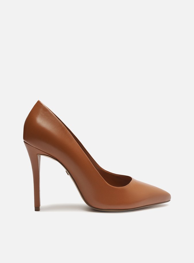 Scarpin Marrom Couro Salto Alto Fino