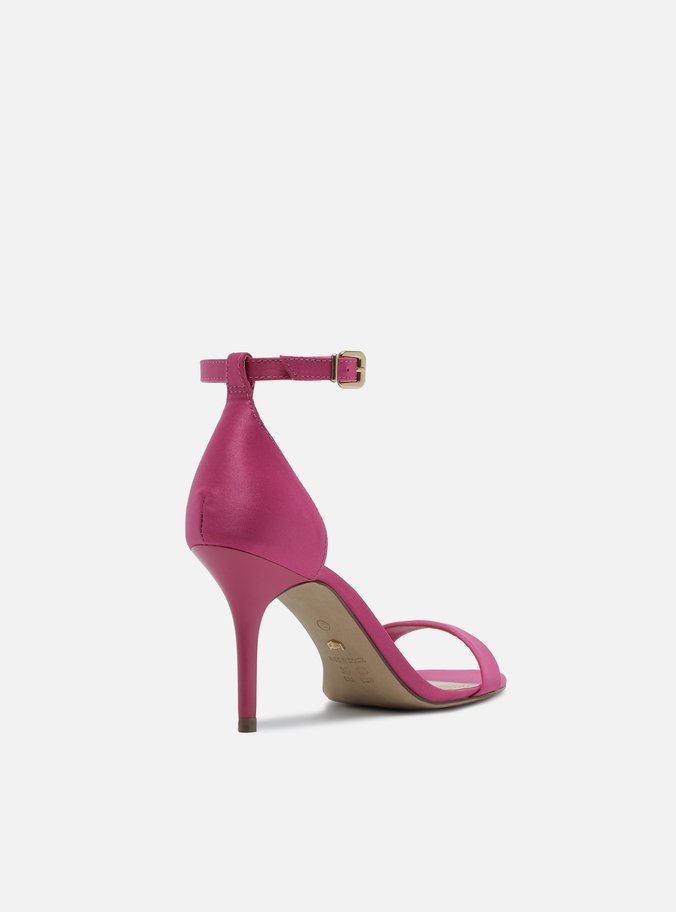 Sandália Salto Médio Rosa Cetim