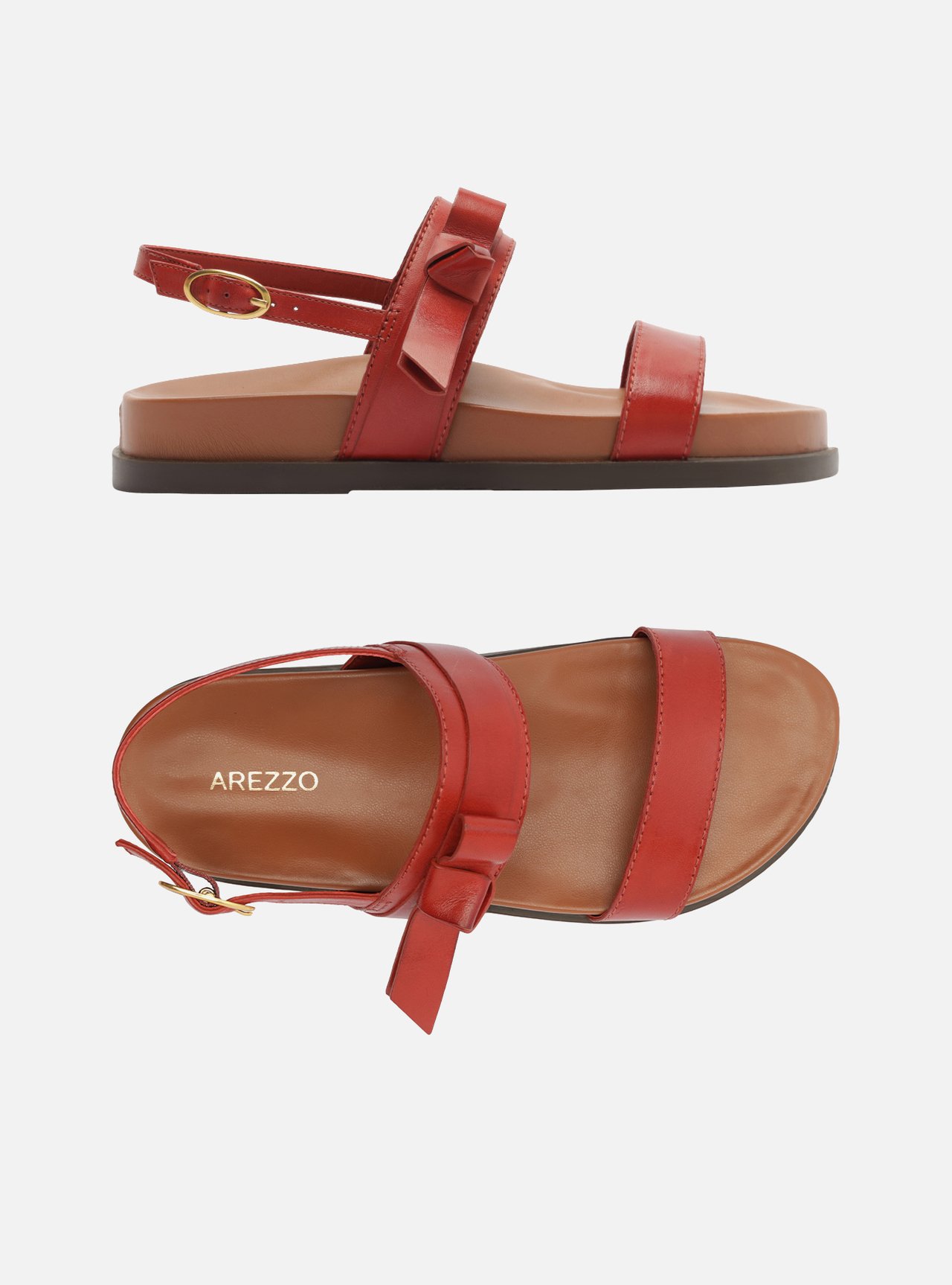 Sandália Papete Marrom Couro Flatform Fivela Laço — foto 5