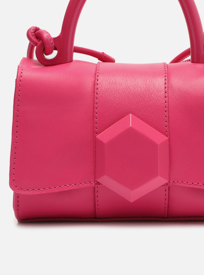 Bolsa Tiracolo Rosa Couro  Pequena Heart