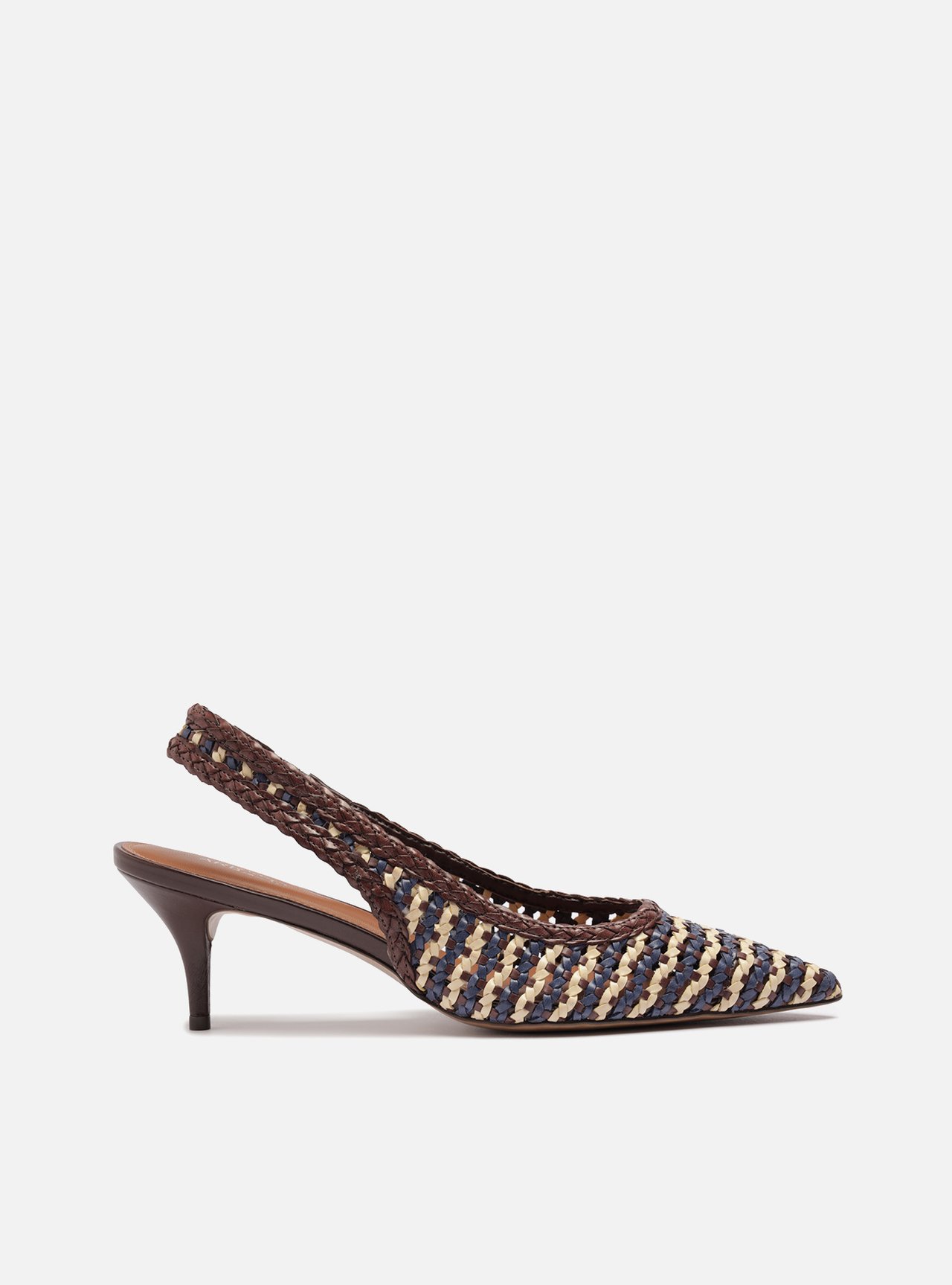 Scarpin Marrom Tressê Salto Fino Slingback — foto 1